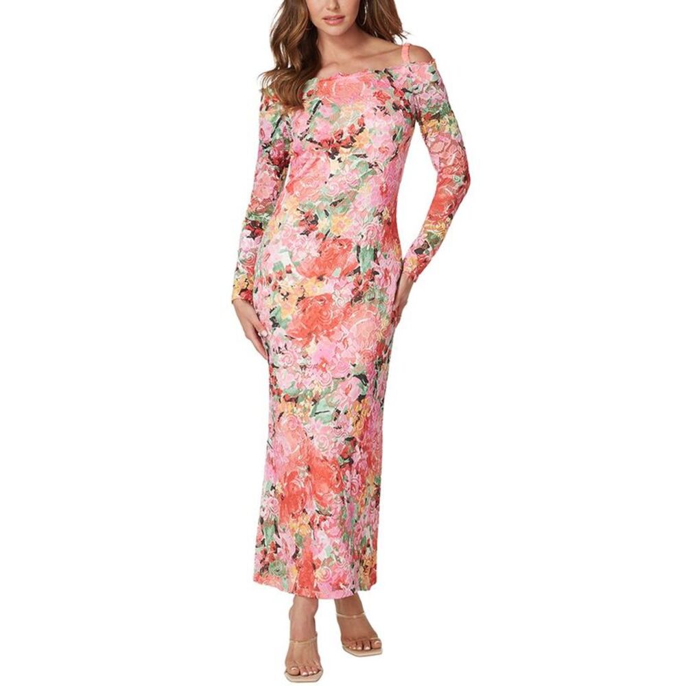Oleg Cassini Womens  Printed Maxi Dress, Pink